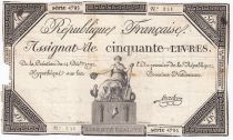 France 50 Livres France assise - 14-12-1792 - Sign. Linreler - PTB
