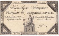 France 50 Livres France assise - 14-12-1792 - Sign. Migno - TTB