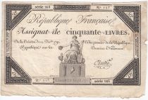 France 50 Livres France seated - 14-12-1792 - Sign. André - F+
