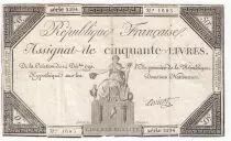 France 50 Livres France seated - 14-12-1792 - Sign. Anicot - F