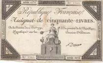 France 50 Livres France seated - 14-12-1792 - Sign. Dreux - F