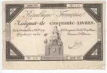 France 50 Livres France seated - 14-12-1792 - Sign. Jacob - F+