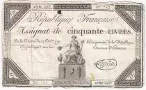 France 50 Livres France seated - 14-12-1792 - Sign. Lagrive - F