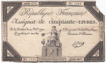 France 50 Livres France seated - 14-12-1792 - Sign. Leclerc - VG to  F