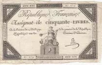 France 50 Livres France seated - 14-12-1792 - Sign. Lehu - F