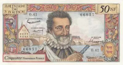 France 50 NF - Henri IV - 05-11-1959 - Serial O.41