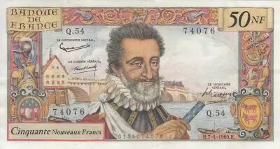 France 50 NF - Henri IV - 07-04-1960 - Serial Q.54