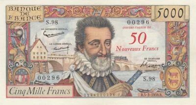France 50 NF sur 5000 francs - Henri IV - 05-03-1959 - S�rie S.98