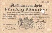 France 50 Pfennige 1917, Mulhouse M&uuml;lhausen, Stadtkassenschein