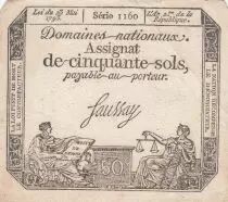 France 50 Sols - Libert&eacute; et Justice - 23-05-1793 - Sign. Saussay - S&eacute;rie 1160