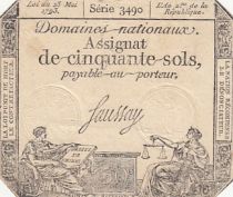 France 50 Sols - Liberté et Justice (23-05-1793) - Sign. Saussay - Série 3490