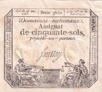 France 50 Sols - Liberté et Justice (23-05-1793) - Sign. Saussay - Série 3650