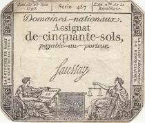 France 50 Sols - Libert&eacute; et Justice (23-05-1793) - Sign. Saussay - S&eacute;rie 457