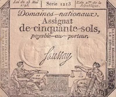 France 50 Sols - Libert� et Justice (23-05-1793) - TTB - Sign. Saussay