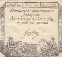 France 50 Sols - Liberty and Justice - 04-01-1792 - Sign. Saussay - Serial 110