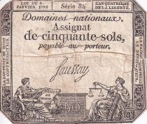 France 50 Sols - Liberty and Justice (04-01-1792) - French Revolution - F - Sign. Saussay
