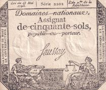 France 50 Sols - Liberty and Justice (23-05-1793) - AU - Sign. Saussay