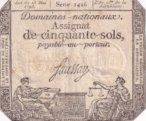 France 50 Sols - Liberty and Justice (23-05-1793) - VF - Sign. Saussay - Serial 1426 - L.167.1