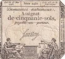 France 50 Sols - Liberty and Justice (23-05-1793) - VF - Sign. Saussay - Serial 2451 - L.167.1