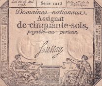 France 50 Sols - Liberty and Justice (23-05-1793) - VF - Sign. Saussay