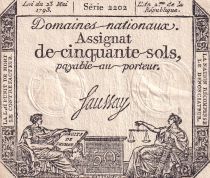 France 50 Sols - Liberty and Justice (23-05-1793) - XF+ - Sign. Saussay