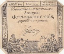 France 50 Sols Liberté et Justice (04-01-1792) - Sign. Saussay - Série 579