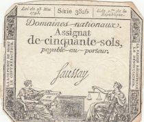 France 50 Sols Liberté et Justice (23-05-1793) - Sign. Saussay - Série 3826