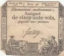 France 50 Sols Libert&eacute; et Justice (23-05-1793) - Sign. Saussay - S&eacute;rie 96