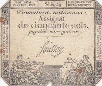 France 50 Sols Liberty and Justice (04-01-1792) - French Revolution - Serial 29