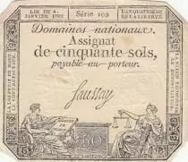France 50 Sols Liberty and Justice (04-01-1792) - French Revolution - Serial 498