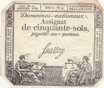 France 50 Sols Liberty and Justice (04-01-1792) - French Revolution - Serial 604