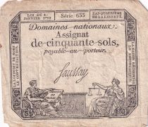 France 50 Sols Liberty and Justice (04-01-1792) - French Revolution - Serial 633