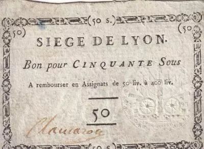 France 50 Sous Si�ge de Lyon - 19-09-1793