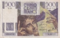 France 500 Francs - Chateaubriand - 07- 11-1945 - Serial V.51 - P.129