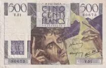France 500 Francs - Chateaubriand - 07- 11-1945 - Serial V.51 - P.129