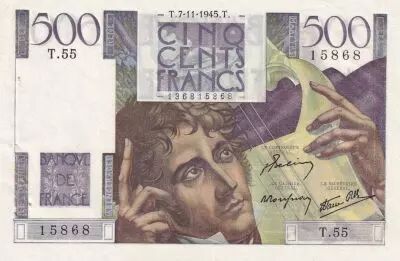 France 500 Francs - Chateaubriand - 07-11-1945 - Serial T.55