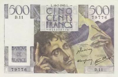 France 500 Francs - Chateaubriand - 19-07-1945 - Serial D.11
