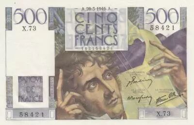 France 500 Francs - Chateaubriand - 28-03-1946 - Serial X.73