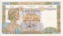 France 500 Francs - La Paix - 01-10-1942 - Serial L.6964 - P.UNC - P.95
