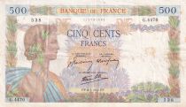 France 500 Francs - La Paix - 08-01-1942 - Serial G.4470 - P.95