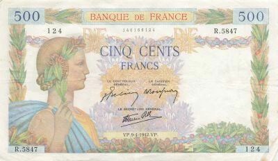 France 500 Francs - La Paix - 09-04-1942 - S�rie R.5847
