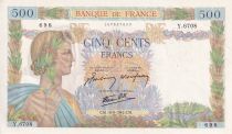 France 500 Francs - La Paix - 10-09-1942 - Serial Y - P.AU - P.95
