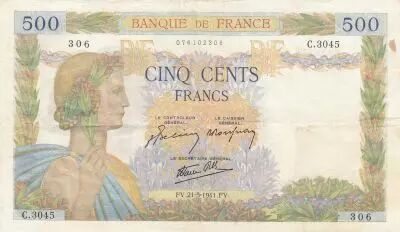 France 500 Francs - La Paix - 21-05-1941 - S�rie C.3045