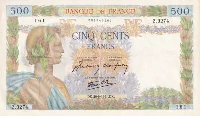 France 500 Francs - La Paix - 26-06-1941 - S�rie Z.3274 - F.32.19