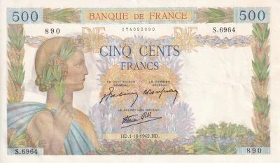 France 500 Francs - La Paix 1942 - S�rie S.6964