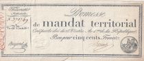 France 500 Francs - Mandat Territorial sans série - 1796 - TTB+