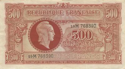 France 500 Francs - Marianne - 1945 - S�rie 19M