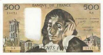 France 500 Francs - Pascal - 02-01-1969 -  S�rie O.8