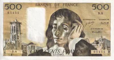 France 500 Francs - Pascal - 02-01-1969 - Serial B.8 - P.156