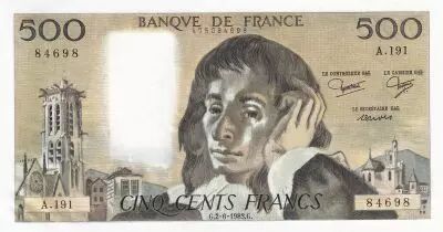 France 500 Francs - Pascal - 02-06-1983 - S�rie A.191 - F.71.29